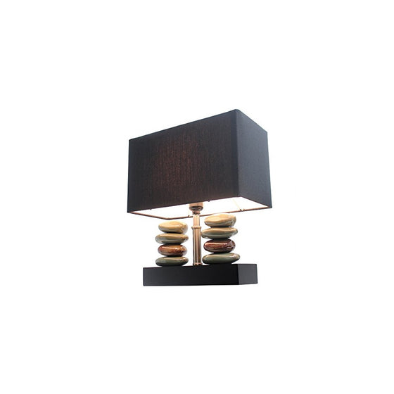 Elegant Designs LT1036-BLK Rectangular Dual Stacked Stone Ceramic Table Lamp, Black