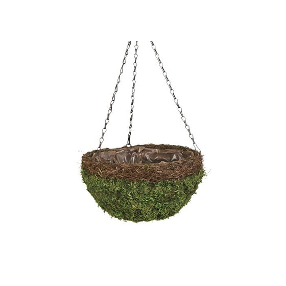SuperMoss (29204) MossWeave Hanging Basket - Round, Fresh Green with Wicker Rim, Medium (14.5" Diameter)