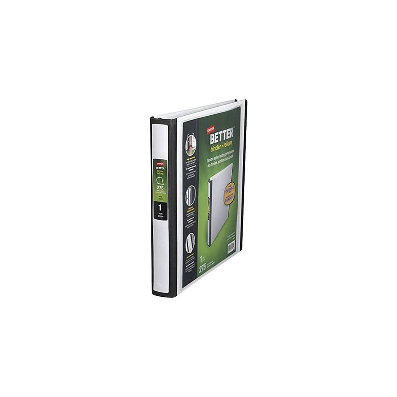 1" Staples Better View Binder with D-Rings, White