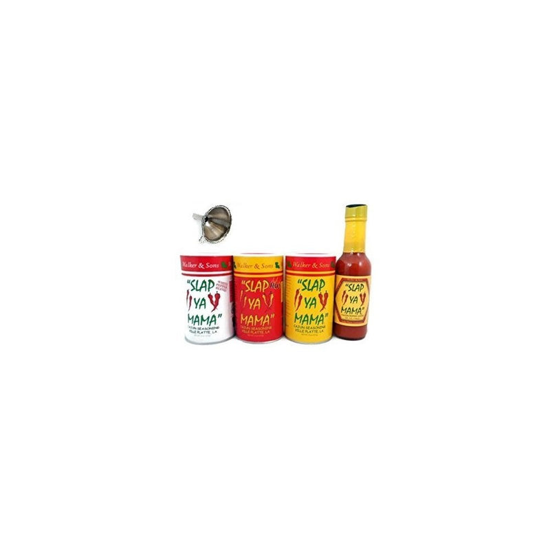 Slap Ya Mama Cajun Seasoning Bundle 4 Items - Original, Hot, White Pepper Blend and Pepper Sauce