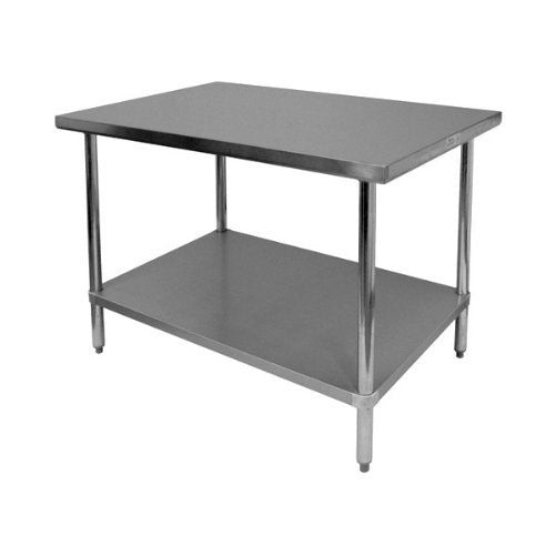 GSW Commercial Flat Top Work Table with Stainless Steel Top, 1 Galvanized Undershelf & Adjustable Bullet Feet, 24"W x 12"L x 35"H, NSF Approved