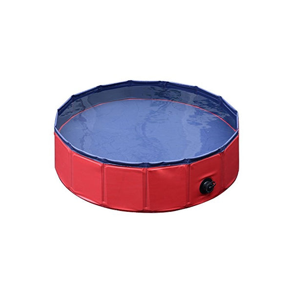 Pawhut 12" x 47" Foldable PVC Pet Swimming Pool - Red and Blue