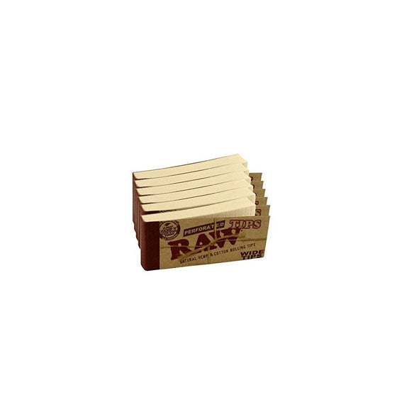 Raw Rolling Papers Perforated Wide Cotton Filter Tips 6 Pack = 300 Tips