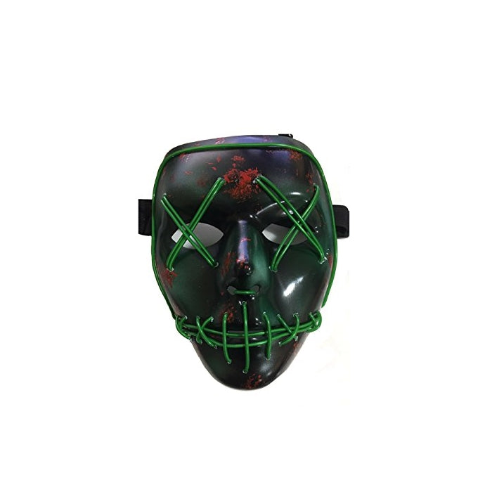 NIGHT-GRING Frightening Wire Halloween Cosplay LED Light up Mask for Festival Parties, Green