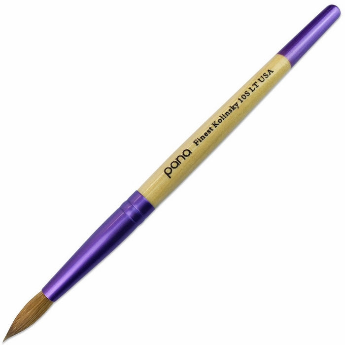 Pana USA Acrylic Nail Brush100% Pure Kolinsky Hair New LIMITED EDITION BEIGE PURPLE Wood Handle with Purple Ferrule Round Shaped Style (Size # 10)