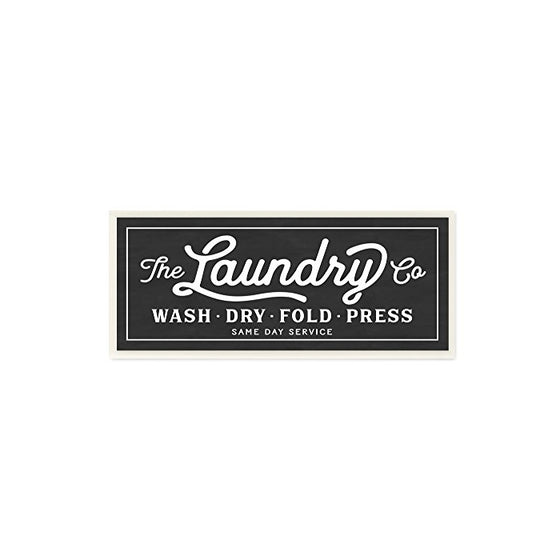 Stupell Home Décor Vintage Laundry Sign Cursive Typography Wall Plaque Art, 7 x 0.5 x 17, Proudly Made in USA