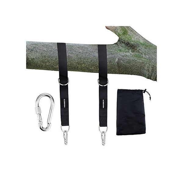 Tree Swing Hanging Kit, Niniber 4FT 2 Strap & Snap Carabiner Hook, Easy & Fast Swing Hanger Installation to Tree for Swings, Hammocks(Black)