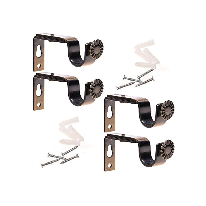 Ogrmar Bronze Color Heavy Duty Curtain Rod Brackets for 3/4 or 5/8 Inch Rod 4 Pack (Bronze)