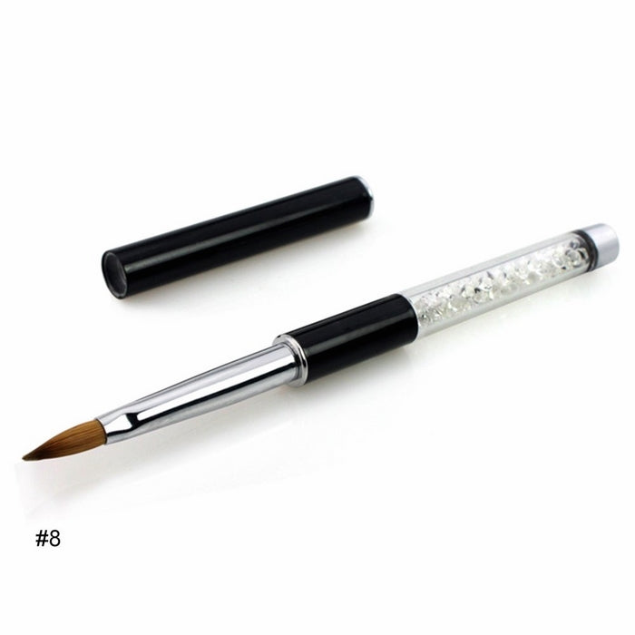 NMKL Oval Kolinsky Sable Hair Acrylic Nail Brush Clear Rhinestones Handle Nail Art Tool (Size 8)
