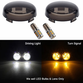 NTHREEAUTO Turn Signal Lights Smoke Lens w/ LED Bulbs for Harley Davidson Dyna Fatboy Softail Sportster 883