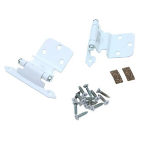 3/8in (10 mm) Inset Self-Closing, Face Mount White Hinge - 2 Pack