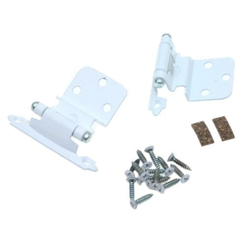 3/8in (10 mm) Inset Self-Closing, Face Mount White Hinge - 2 Pack
