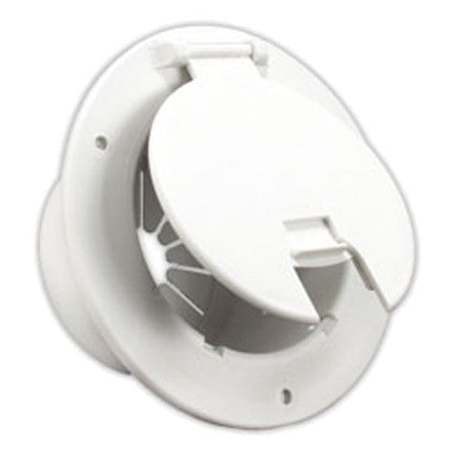 JR Products 541-2-A Polar White Deluxe Round Electric Cable Hatch with Back