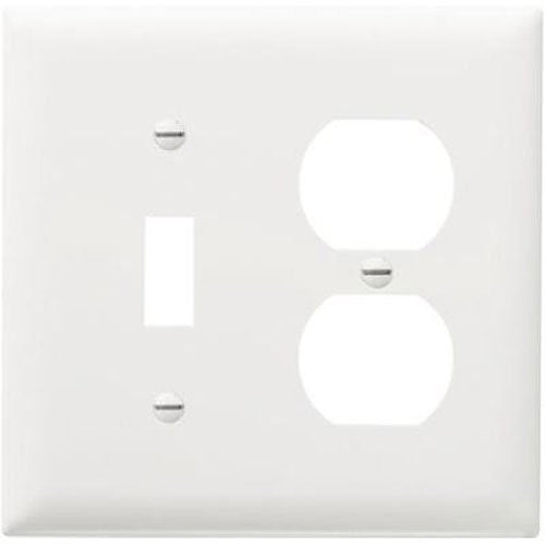 Legrand - Pass & Seymour TPJ18WCC10 2 Gang 1 Duplex Outlet Opening and 1 Toggle Opening Wall Plate, Nylon, White