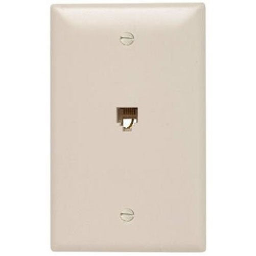 Legrand - Pass & Seymour TPTE1LACC12 Single Gang Modular Telephone Jack with Wall Plate, Four Conductor, Light Almond