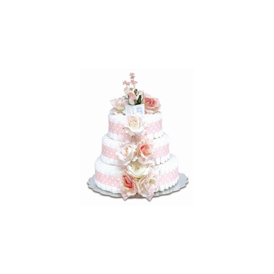 Bloomers Baby Diaper Cake Classic Pink Roses 3-Tier