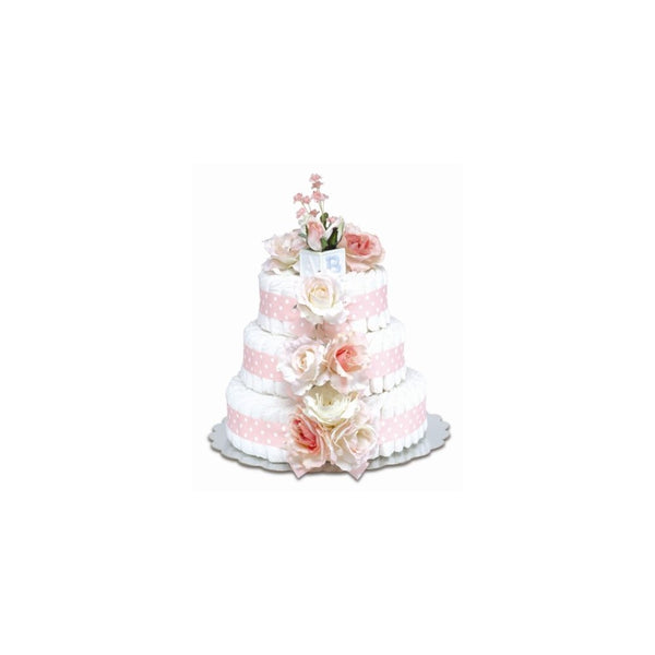 Bloomers Baby Diaper Cake Classic Pink Roses 3-Tier