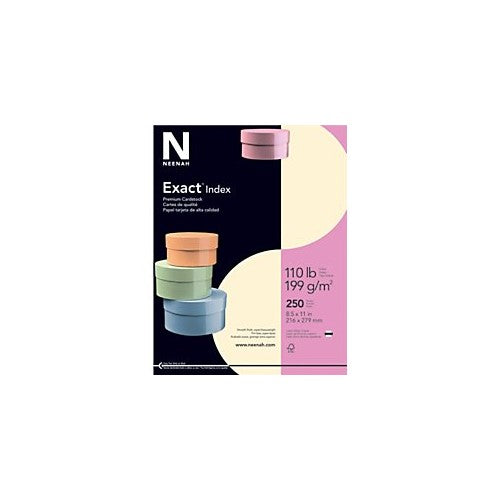 Exact Index Cardstock, 8.5" x 11", 110 lb/199 gsm, Ivory, 250 Sheets (48588)