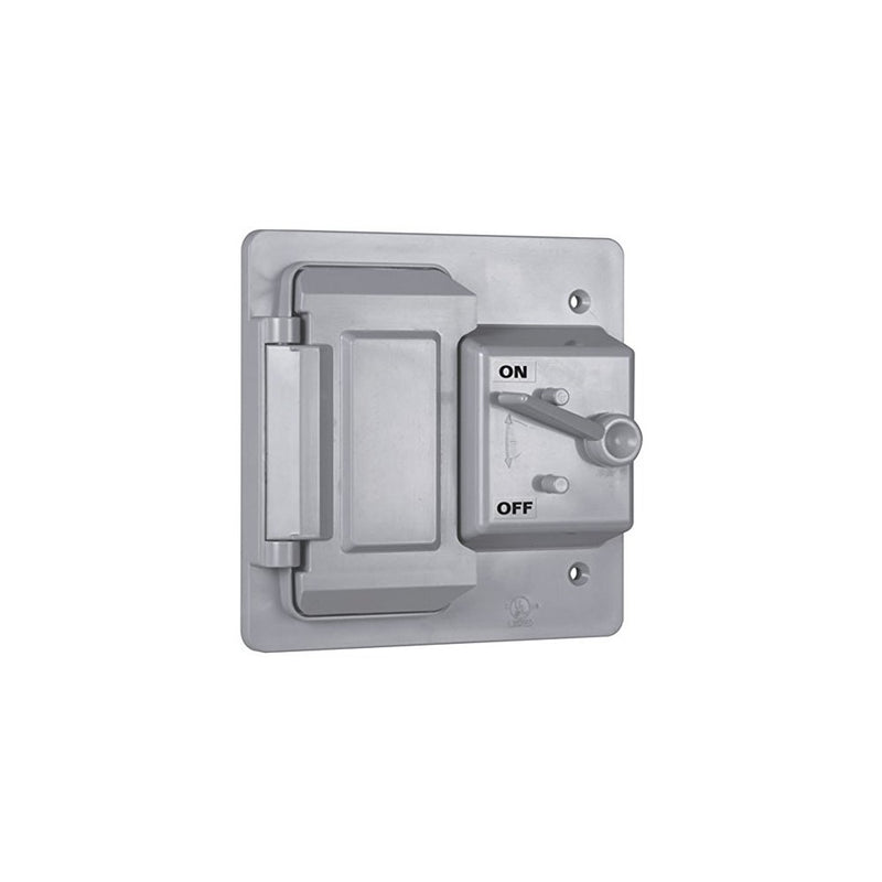 Hubbell-Bell PTC521GY Weatherproof Vertical Nonmetallic Cover, 1-Toggle, 1-GFCI, 2-Gang, Gray