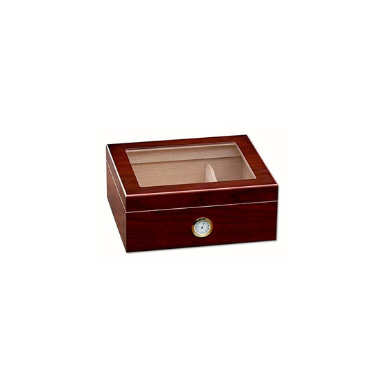 Prestige Import Group - The Chalet Glass Top Cigar Humidor - Capacity: 20-50 - Color: Cherry