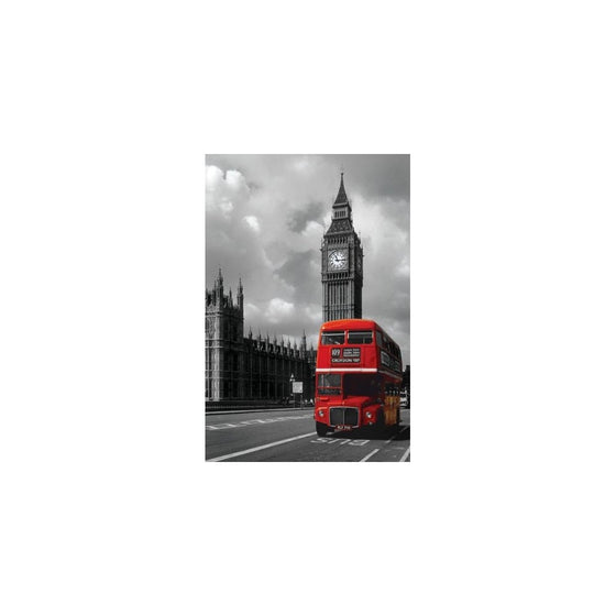 Pyramid America London-Red Bus-Big Ben, Photography Poster Print, 24 by 36-Inch