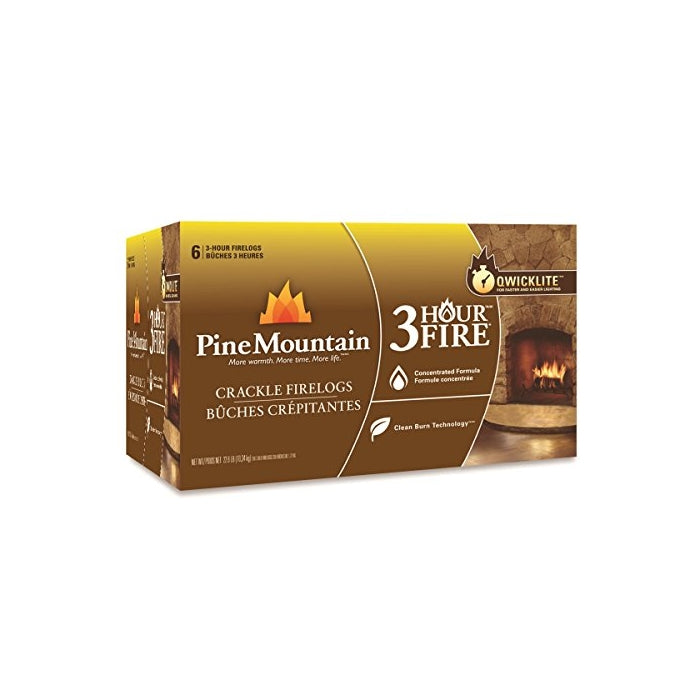 Pine Mountain Cracklelog Crackling Firelog, 3-Hour Burn Time, Crackle Sounds, 6 Logs