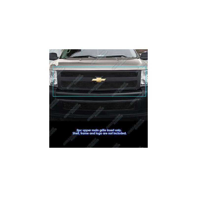 APS Fits 2007-2013 Chevy Silverado 1500 Black Billet Grille Grill Insert #C65766H