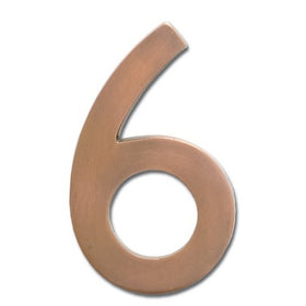 Architectural Mailboxes 3585AC-6Brass 5-Inch Floating House Number 6, Antique Copper