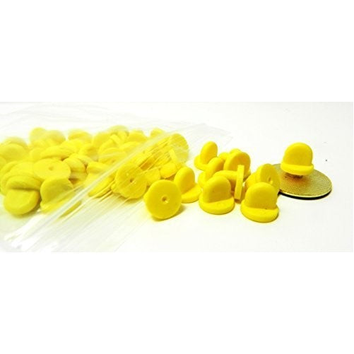 Set of 50 Yellow Comfort Fit Butterfly Clutch Rubber Pin Backs