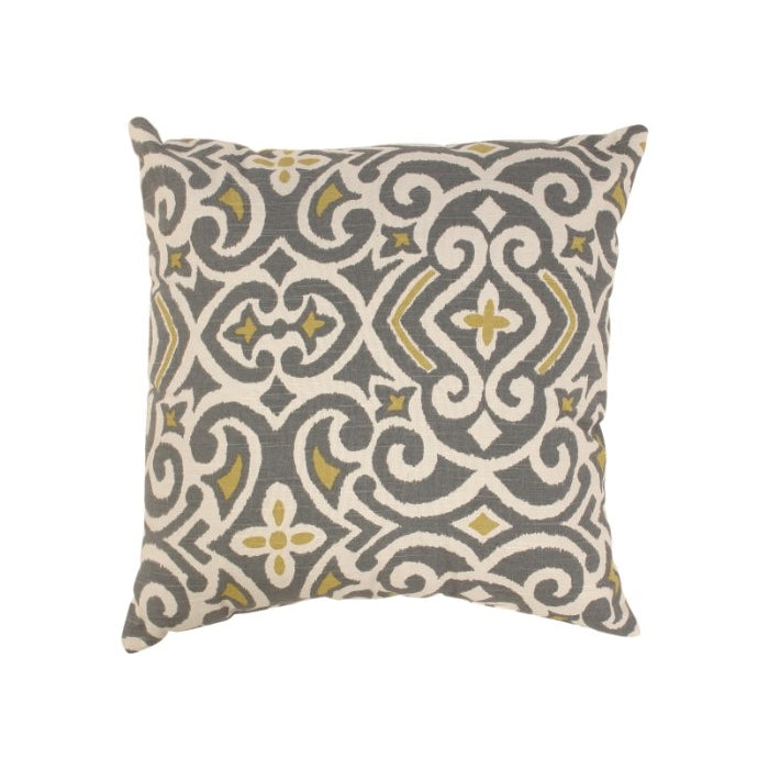 Pillow Perfect Gray/Greenish-Yellow Damask 18-Inch Throw Pillow