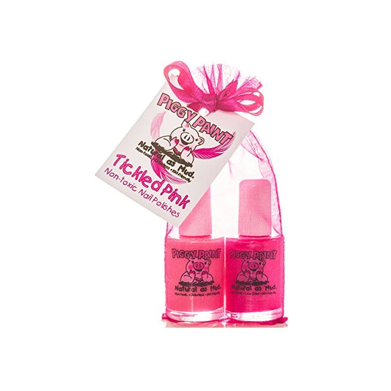 Piggy Paint [2 Color Gift Set] Non-toxic Girls Nail Polish Kit - Safe for Kids - Tickled Pink (Pink, Bright Pink)