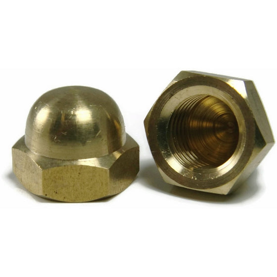 Cap Nuts Brass - 1/4"-20 (7/16" Flats x 3/8" Height) Qty-25