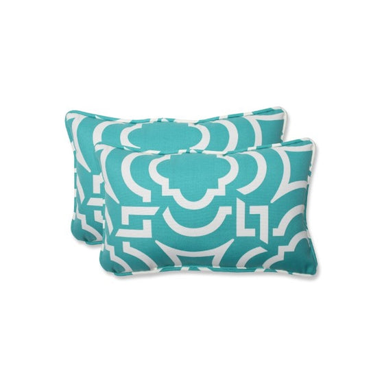 Pillow Perfect Outdoor Carmody Peacock Rectangular Throw Pillow, Set of 2