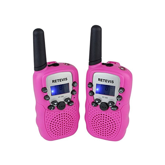 Retevis RT-388 462.5625-467.7250MHz Portable Walkie Talkie 22 Channel LCD Display Flashlight VOX Two-Way Radio (2 Pack Pink)