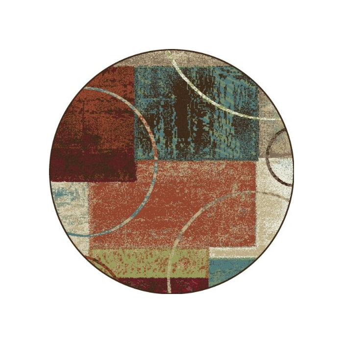 Universal Rugs 1004 Deco Round Contemporary Area Rug, 7-Feet 10-Inch, Multicolor