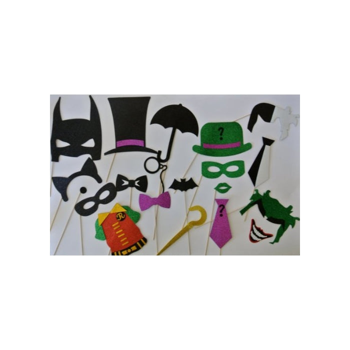 20 Pc Photo Booth Party Props Mustache on a Stick Super Heroes and Villans Photo Booth Props