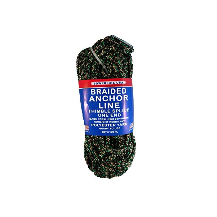 POWERLINE USA Braided Anchor Line, Camouflage, 3/8-Inch x 100-Feet