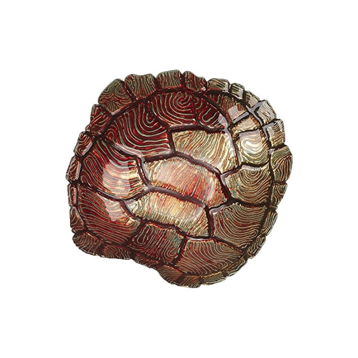 Red Pomegranate Turtle Shell Bowl Turquoise Red Gold 9-Inch