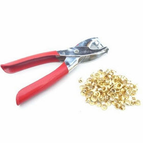 100pc 5/32" 4mm Brass Eyelets and Setting Pliers Kit - Shoes Belts Bags Leather