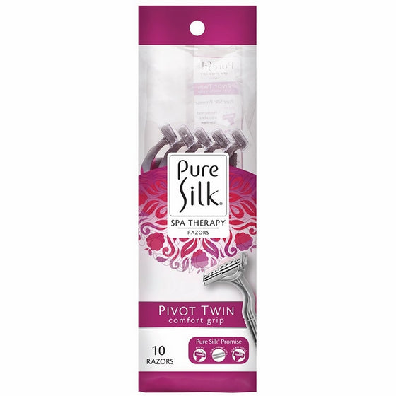 Pure Silk Pivot Twin Premium Disposable Razor, 10 Count