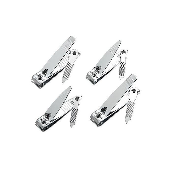 4 Pcs Nail Clippers For Fingernails and Tonenail by QLL - Swing Out Nail Cleaner / File - Sharpest Stainless Steel Clipper - Wide Easy Press Lever – Best Quality Nail Cutter