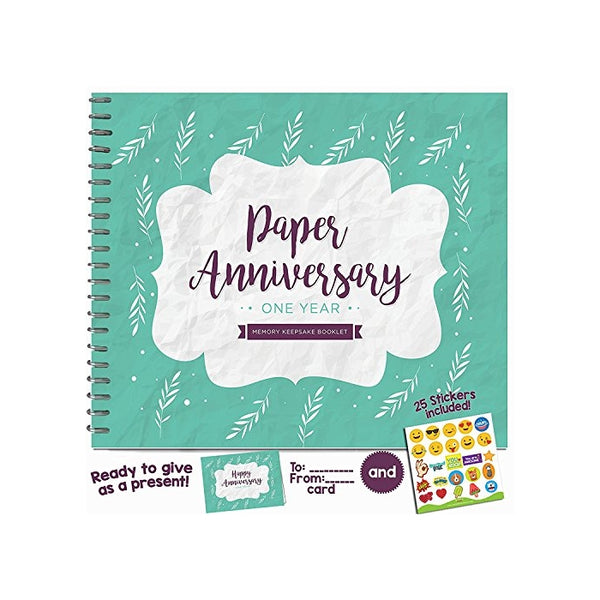 1ST ANNIVERSARY GIFTS FOR COUPLES BY YEAR - First Year Booklet with Matching Card for Wood Anniversary. 1 Anniversary Memory Journal - Unique One Year Wedding Gift for Husband or Wife!