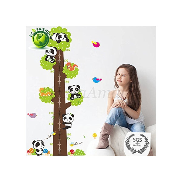 Height Measurement Growth Chart Tree Cute Panda Wall Self Adhesive, Eco Friendly Durable Non Toxic Vinyl Decal Removable for Nursery Playroom Girls and Boys Children's Bedroom by Piazza Amalfi