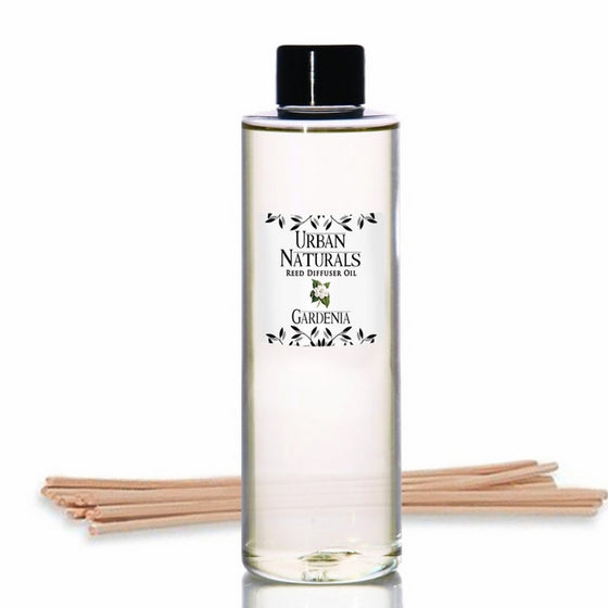 Urban Naturals Gardenia Scented Oil Reed Diffuser REFILL | Includes a Free Set of Reed Sticks! Jasmine, Ylang Ylang, Tuberose & Amber Notes | 4 oz