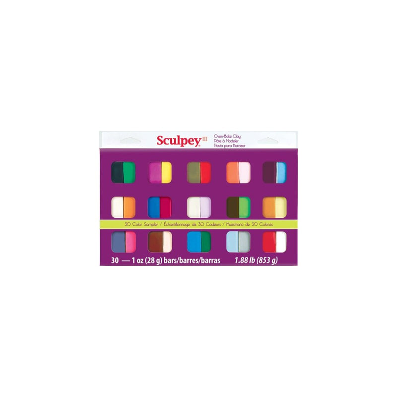 Sculpey III Oven Bake Clay Sampler 1oz, 30/pkg
