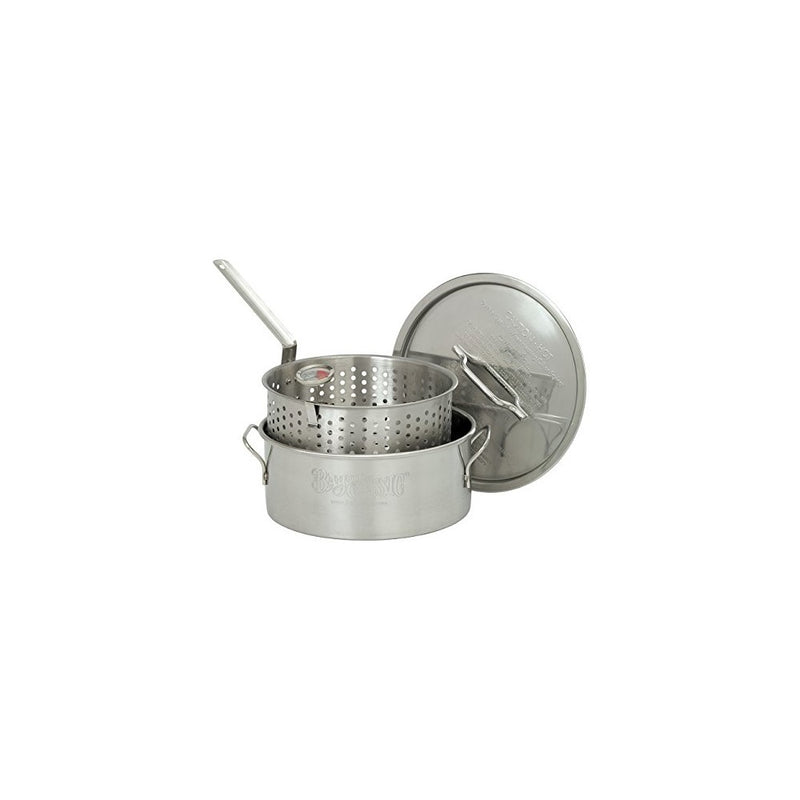 Bayou Classic 1101 10-Quart Stainless-Steel Fry Pot with Lid and Basket