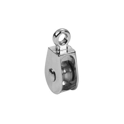 Campbell T7655142 Single Sheave Rigid Eye Pulley, Nickel Plated, 2" Sheave Diameter, 1/2" Rope, 125 lbs Load Capacity