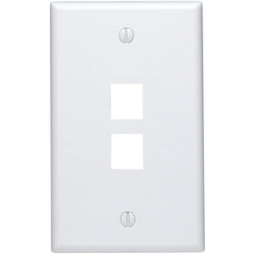 Leviton R02-41080-2W QuickPort Single Gang 2-Port Wallplate, White