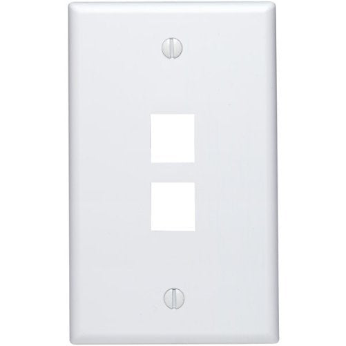 Leviton R02-41080-2W QuickPort Single Gang 2-Port Wallplate, White