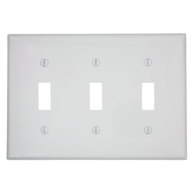 Leviton 80711-W 3-Gang Toggle Device Switch Wallplate, White